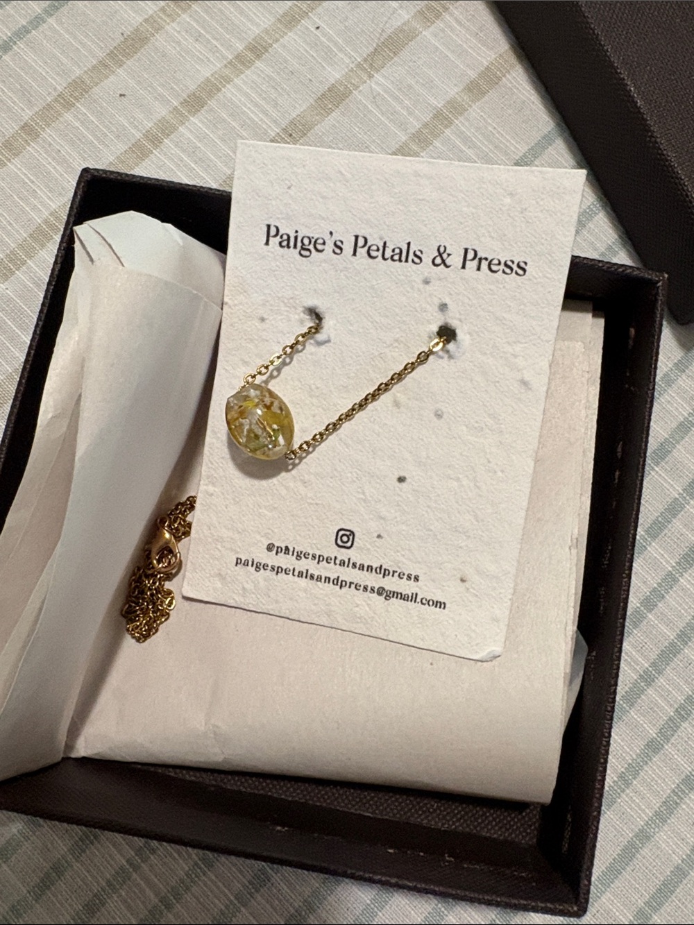 Gold and Yellow Pressed Flower Necklace